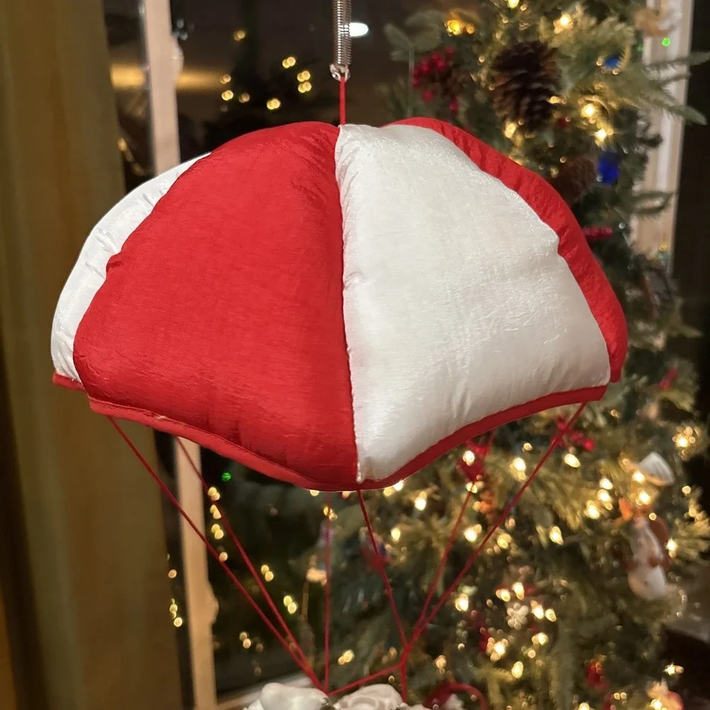 Vtg Applause Christmas Reindeer Santa bell Plush Parachute‎ Stuffed Animal Toys